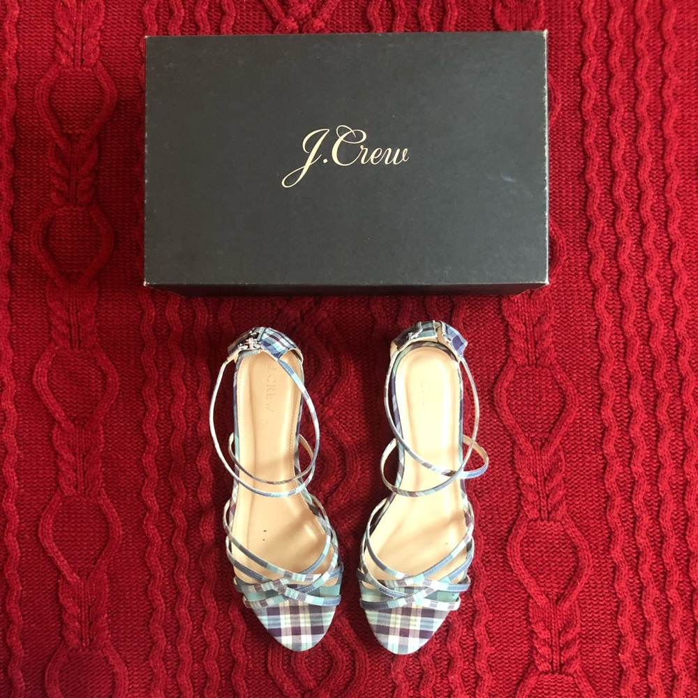 2/$40⭐️ J. Crew Mini-Wedge Plaid Sandals